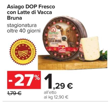 Asiago DOP Fresco con Latte di Vacca Bruna