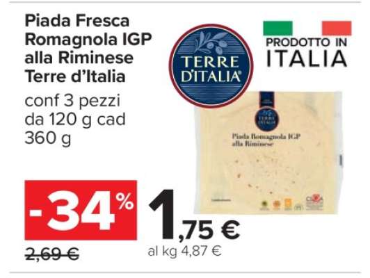 Piada Fresca Romagnola IGP alla Riminese Terre d’Italia