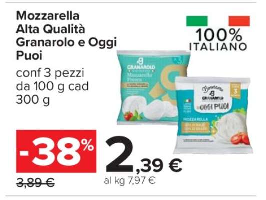 Mozzarella Alta Qualità Granarolo e Oggi Puoi