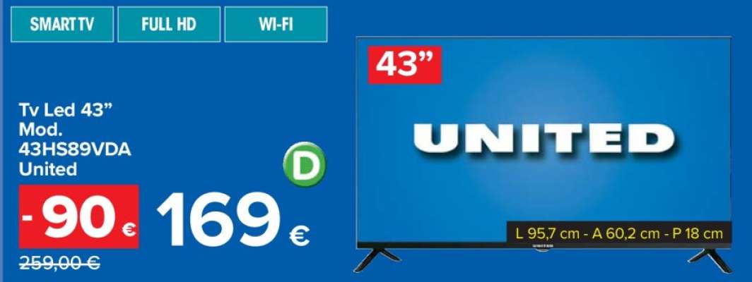 Tv Led 43” Mod. 43HS89VDA United
