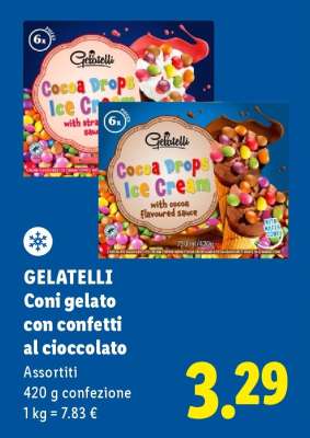 Gelatelli Coni gelato con confetti al cioccolato