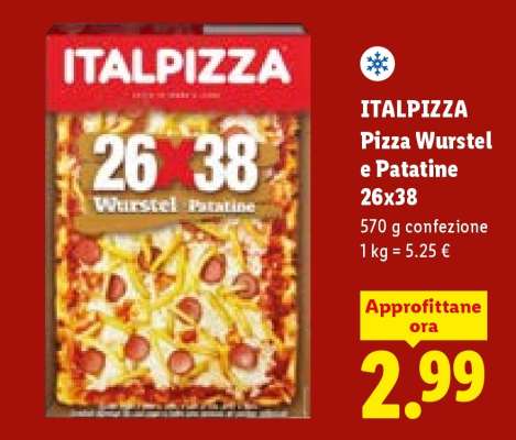 Italpizza Pizza Wurstel e Patatine 26x38