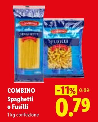 Combino Spaghetti o Fusilli