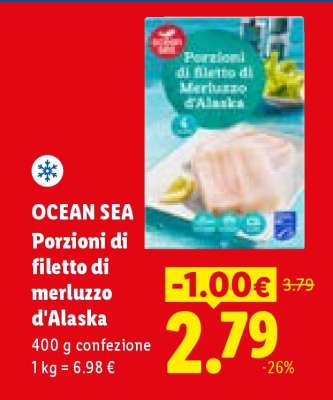 OCEAN SEA Porzioni di filetto di merluzzo d'Alaska