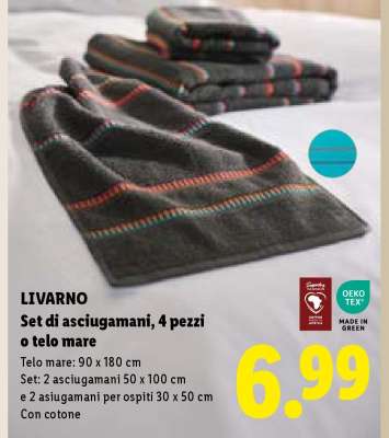 LIVARNO Set di asciugamani, 4 pezzi o telo mare