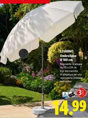 LIVARNO Ombrellone Ø 180 cm