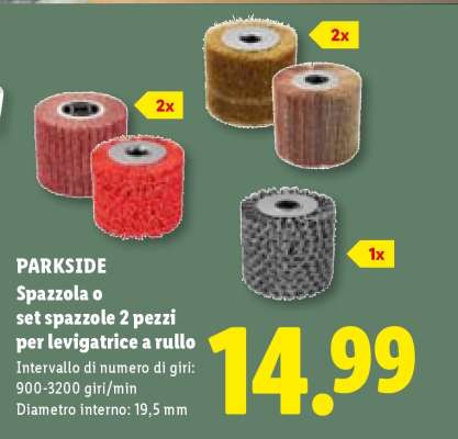 PARKSIDE Spazzola o set spazzole 2 pezzi per levigatrice a rullo