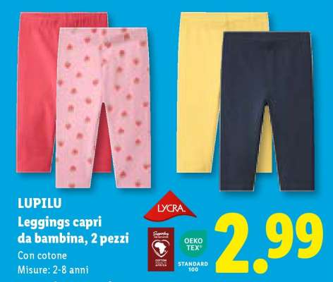LUPILU Leggings capri da bambina, 2 pezzi
