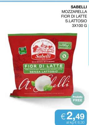 SABELLI MOZZARELLA FIOR DI LATTE S.LATTOSIO 3X100 G