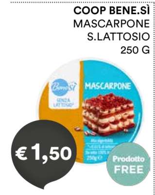 COOP BENE.SÌ MASCARPONE S.LATTOSIO 250 G