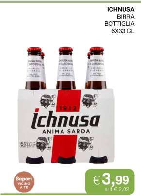 ICHNUSA BIRRA BOTTIGLIA 6X33 CL