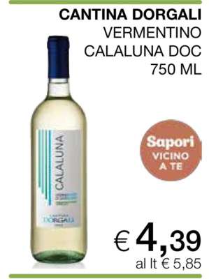 CANTINA DORGALI VERMENTINO CALALUNA DOC 750 ML