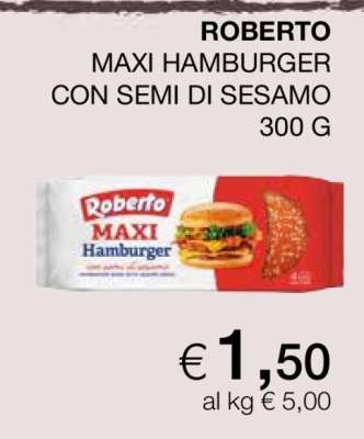 ROBERTO MAXI HAMBURGER CON SEMI DI SESAMO 300 G