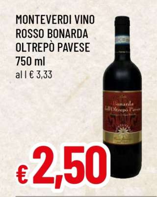 MONTEVERDI VINO ROSSO BONARDA OLTREPÒ PAVESE