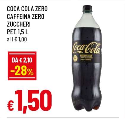 COCA COLA ZERO CAFFEINA ZERO ZUCCHERI PET 1,5 L