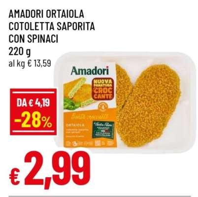 Amadori Ortaiola Cotoletta Saporita con Spinaci
