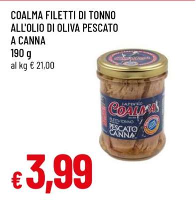 COALMA FILETTI DI TONNO ALL'OLIO DI OLIVA PESCATO A CANNA