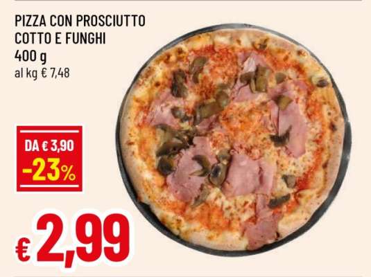 PIZZA CON PROSCIUTTO COTTO E FUNGHI