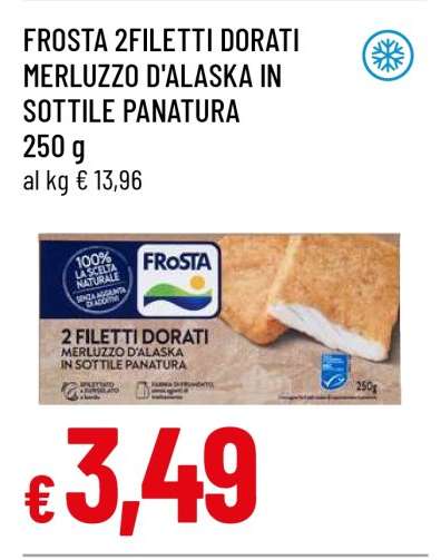 FROSTA 2FILETTI DORATI MERLUZZO D'ALASKA IN SOTTILE PANATURA