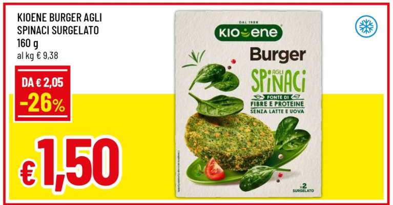 Kioene Burger Agli Spinaci Surgelato