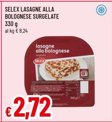 SELEX LASAGNE ALLA BOLOGNESE SURGELATE