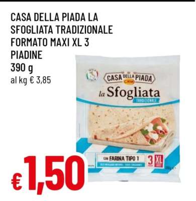 CASA DELLA PIADA LA SFOGLIATA TRADIZIONALE FORMATO MAXI XL 3 PIADINE