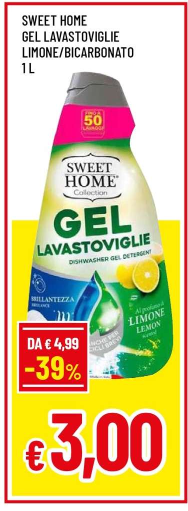 SWEET HOME GEL LAVASTOVIGLIE LIMONE/BICARBONATO 1 L