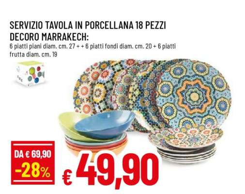 SERVIZIO TAVOLA IN PORCELLANA 18 PEZZI DECORO MARRAKECH