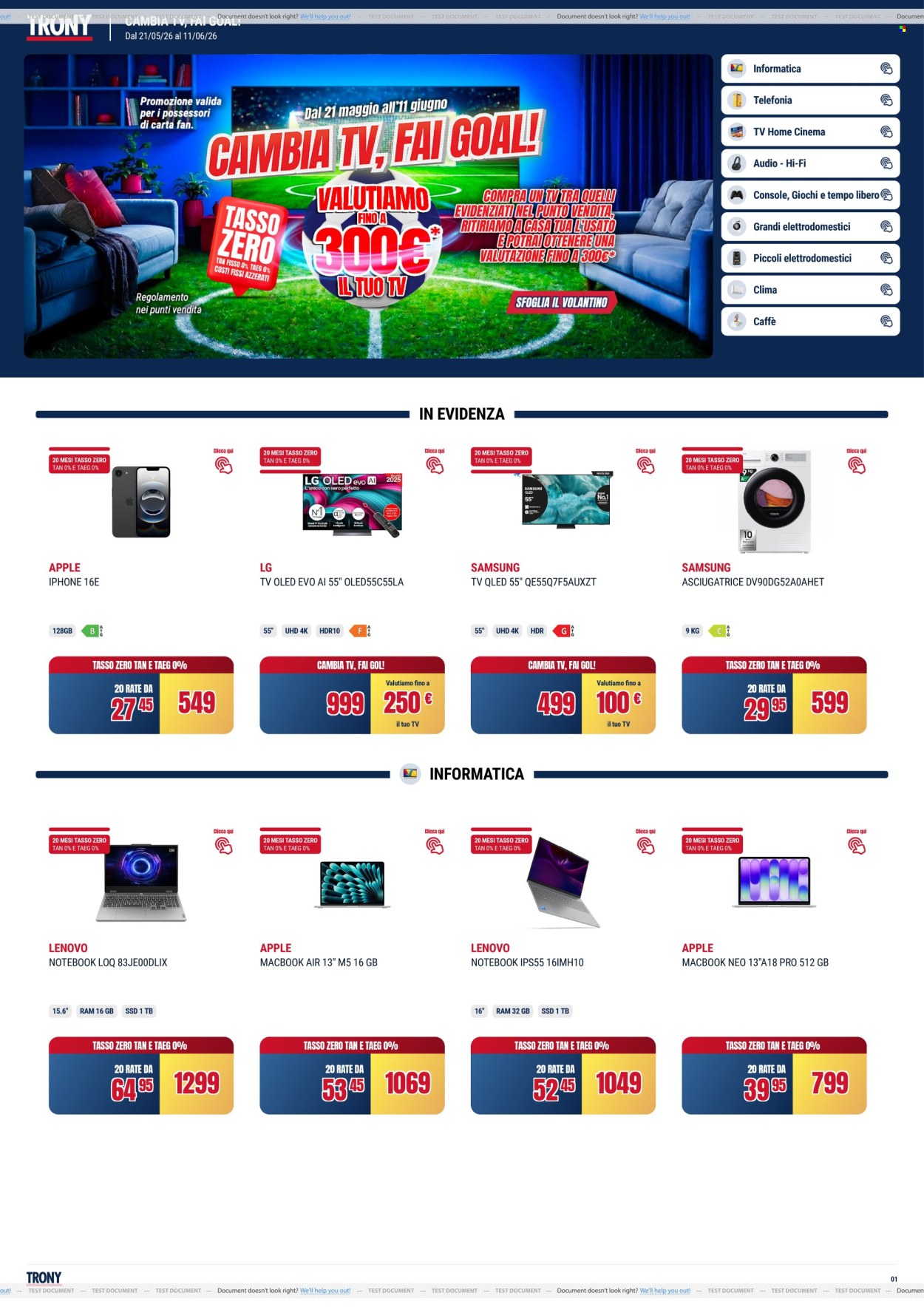 Volantino Trony - 21/5/2026 - 11/6/2026. Pagina 1