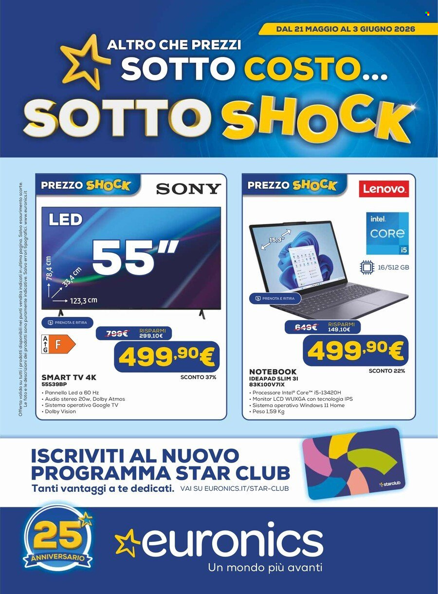 Volantino Euronics - 21/5/2026 - 3/6/2026. Pagina 1