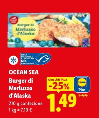 Ocean Sea Burger di merluzzo d'Alaska