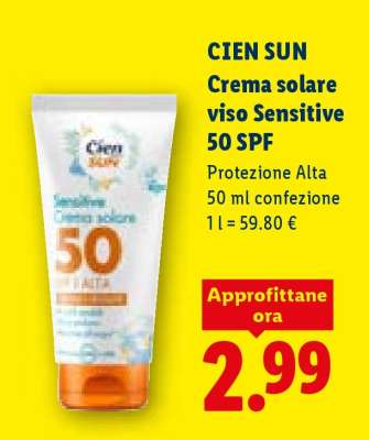 CIEN SUN Crema solare viso Sensitive 50 SPF