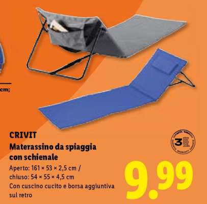 CRIVIT Materassino da spiaggia con schienale