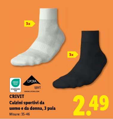 CRIVIT Calzini sportivi da uomo e da donna, 3 paia
