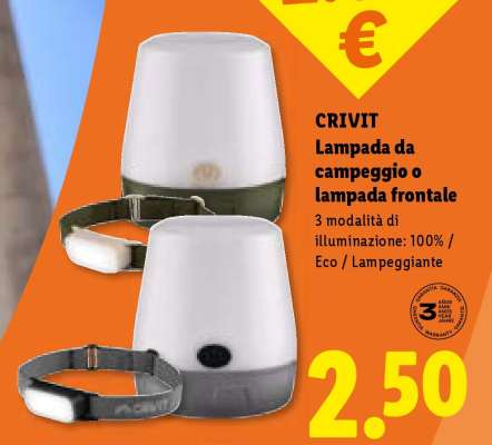 CRIVIT Lampada da campeggio o lampada frontale