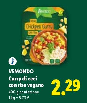 VEMONDO Curry di ceci con riso vegano