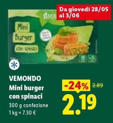 Vemondo Mini burger con spinaci