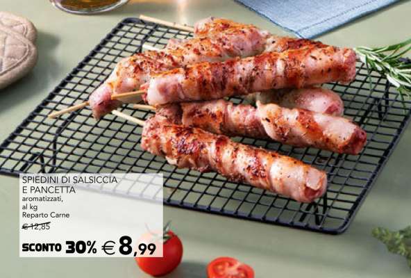 SPIEDINI DI SALSICCIA E PANCETTA