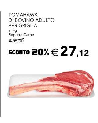 Tomahawk di bovino adulto per griglia