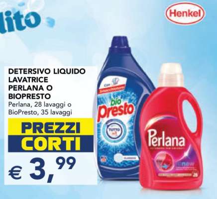 DETERSIVO LIQUIDO LAVATRICE PERLANA O BIOPRESTO