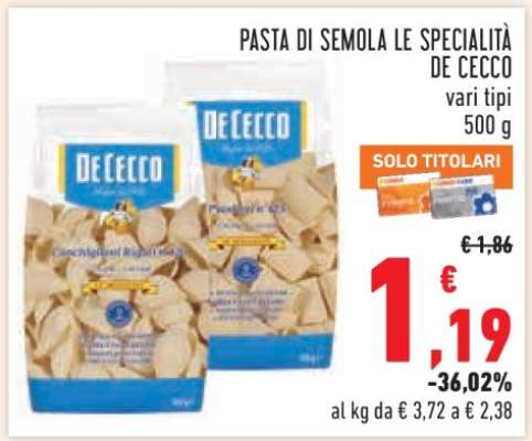 PASTA DI SEMOLA LE SPECIALITÀ DE CECCO