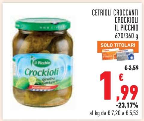 CETRIOLI CROCCANTI CROCKIOLI IL PICCHIO
