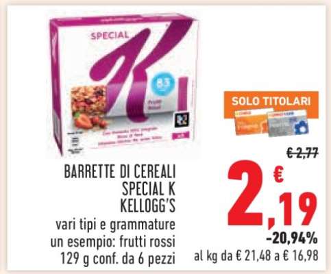 Barrette di cereali Special K Kellogg's