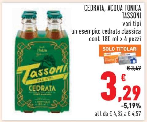 CEDRATA, ACQUA TONICA TASSONI