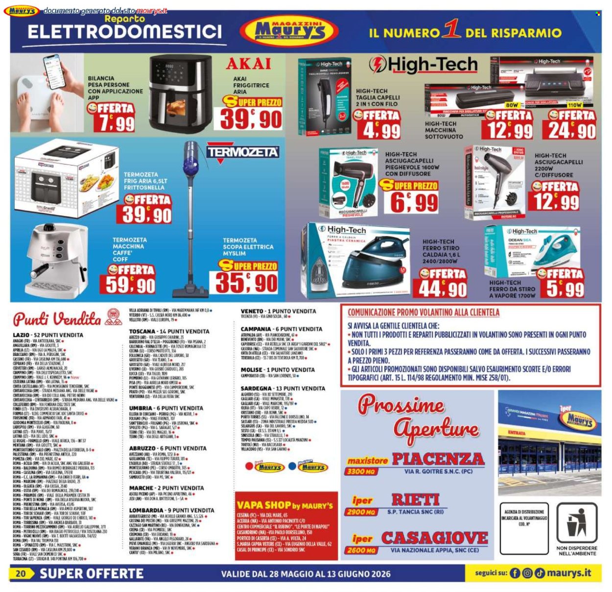 Volantino Maury's - 28/5/2026 - 13/6/2026. Pagina 20