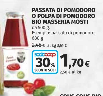 PASSATA DI POMODORO O POLPA DI POMODORO BIO MASSERIA MOSTI