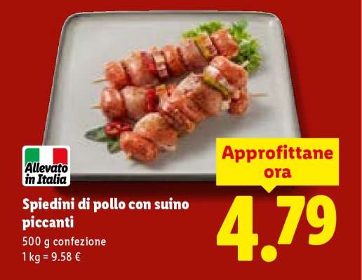 Spiedini di pollo con suino piccanti