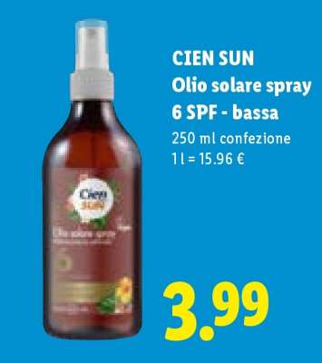 CIEN SUN Olio solare spray 6 SPF - bassa