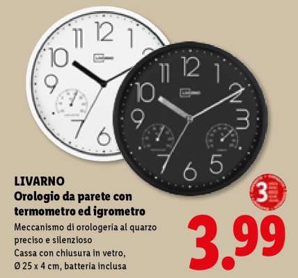 LIVARNO Orologio da parete con termometro ed igrometro