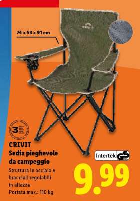 CRIVIT Sedia pieghevole da campeggio